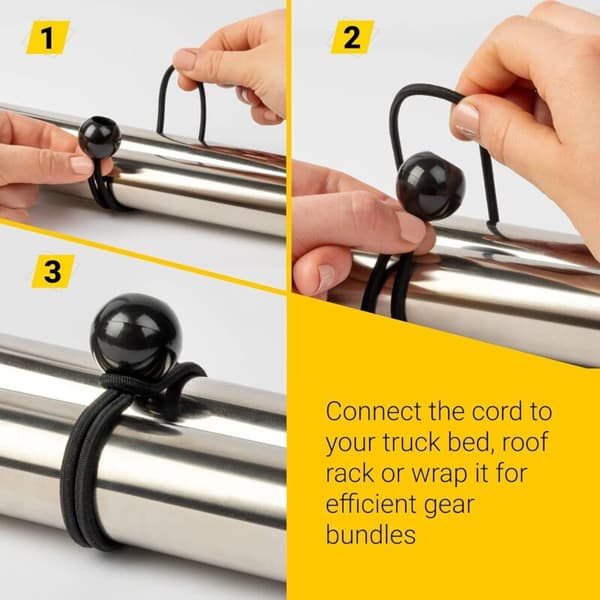 25 stk. 15 cm kugle-elastiksnore, elastiske bindestropper med kugleender, sorte, til campingbagage presenningsfastgørelse