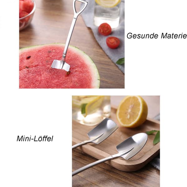 Spatelformet teske i rustfrit stål til mælkete, kaffe og sukker, 2 stk.