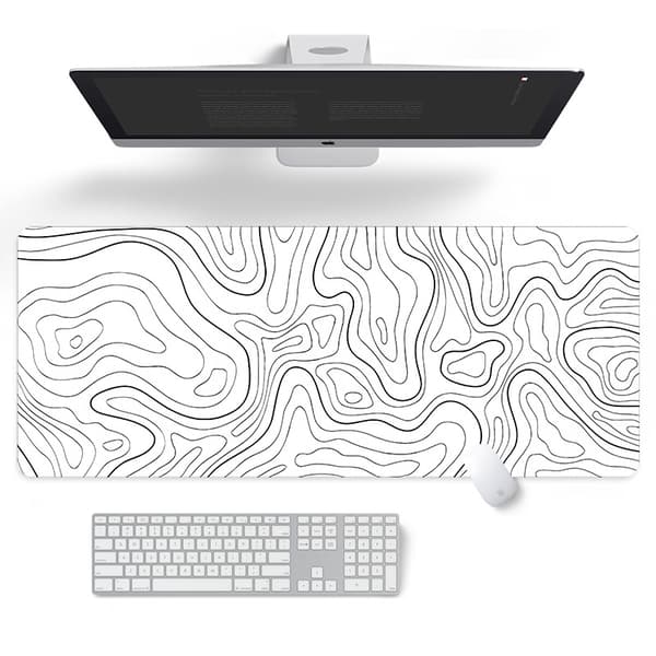 Stor musemåtte til skrivebord White 400x900x2CM