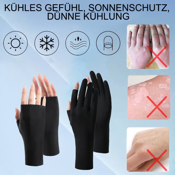 Dam Sunblock Fingerlösa Handskar, UV-skydd, Lätta