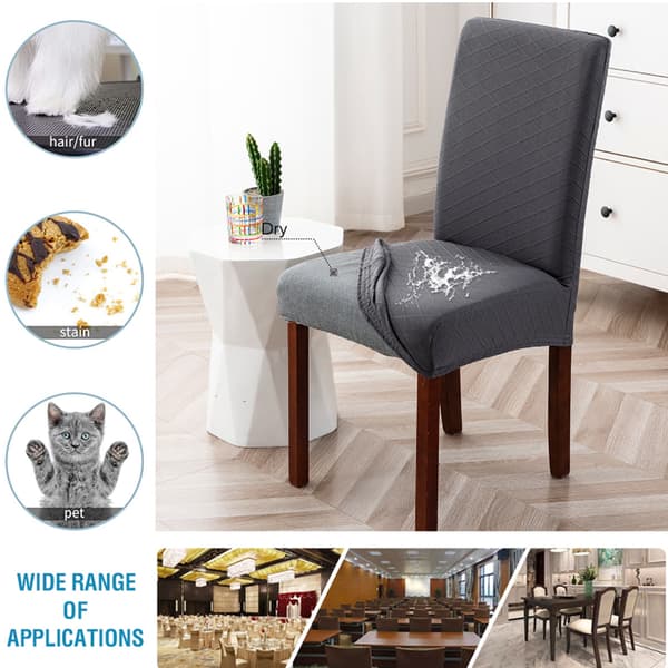 Stretch Solid Diamond Lattice Spisestoltrekk Slipcover Avtakbart Vaskbart