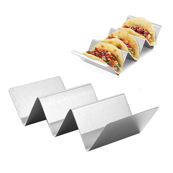 Taco-stativ i rustfrit stål med håndtag til restaurant og hjemmet