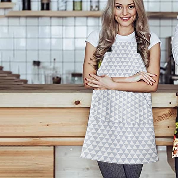 2 st Ringer, blommigt förkläde Dam sommar vattentätt hem Kök matlagning canvasförkläde Catering, Grå ringer