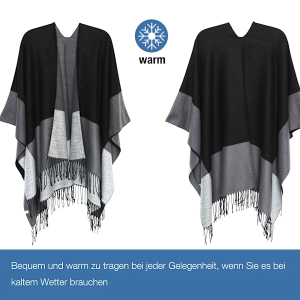 Poncho-scarf för damer, vinterkofta, oversized cape, elegant poncho