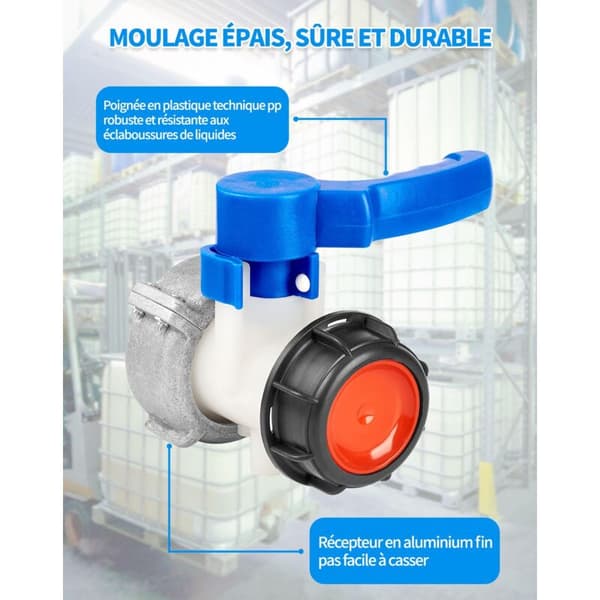 Universal 75 mm IBC-adapter til 1000L plasttankventil, sommerfugleventiladapter til IBC-hane, 1000L tankfitting til regnvandstank - 75 mm