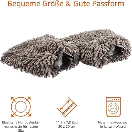 Basic Luxury Mikrofiber Bilvaskehandsker, 2-pak, 26 x 18 cm | Mørkegrå, Håndklæde