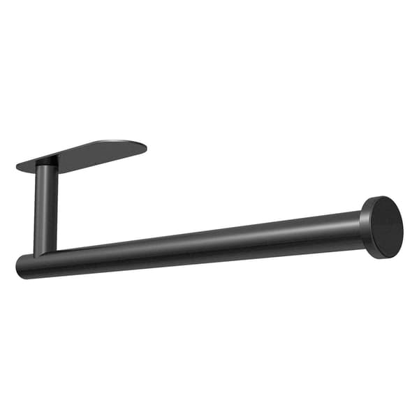Papirhåndklædeholder til underskab, vægmonteret rustfrit stålstang, selvklæbende design, 33 cm længde, elegant sort finish