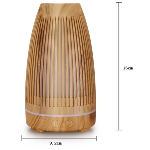 Elektrisk æterisk oliediffuser, ultralyds luftfugter, aromaterapi diffuser med 7 farvede LED-lys til hjemmet, yoga, kontor, spa, soveværelse - træ