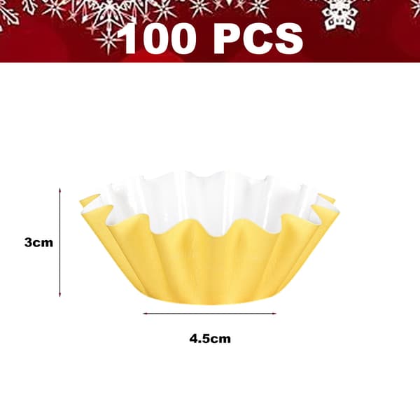 100 st blomformade kakformar belagda chiffonbrödsbas 4,5 cm * 3 cm hög, Gul