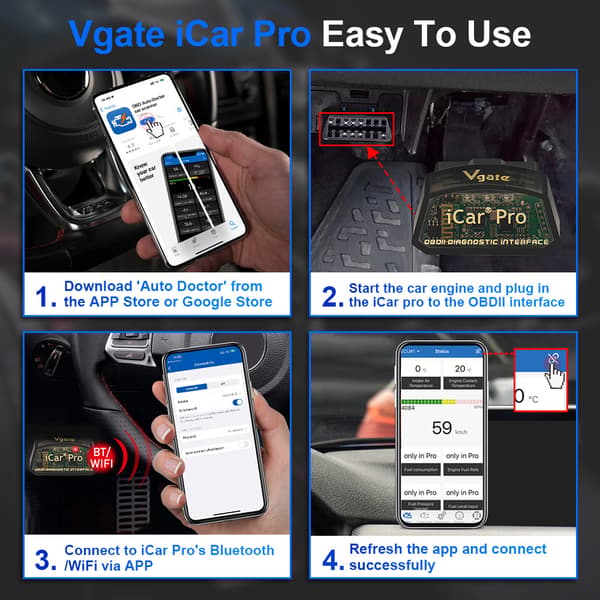 Vgate iCar Pro WiFi Bluetooth 4.0 OBD2 Scanner Bil Diagnostisk Kodeaflæser Til iPhone Android wifi