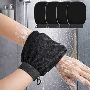 4-pack svarta exfolierande handskar (unisex)