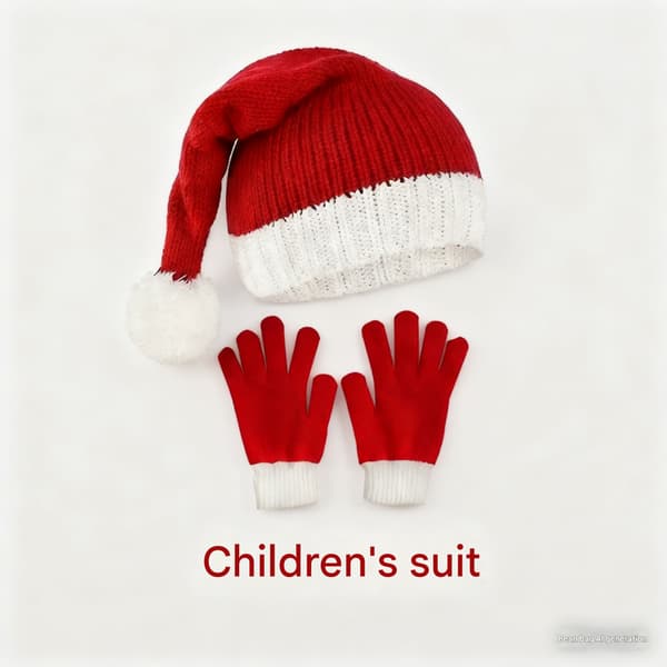 Julhattsset - julhatt för barn + handskar. Julhuvudbonad, stickad julhatt