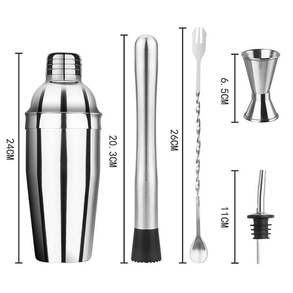 Cocktail Mixer Set - Rostfritt stål Silver 6-delars set