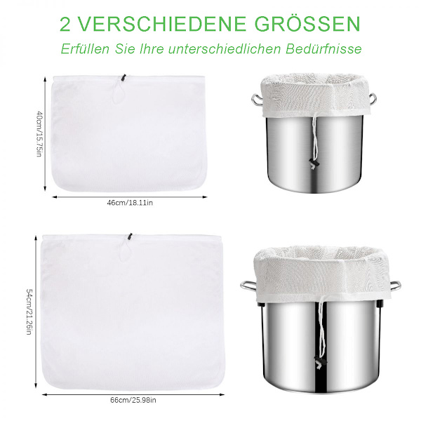 Nylon Filterpose Filter Sæk Bryggepose Til Saft, Mæsk 41cm*46cm