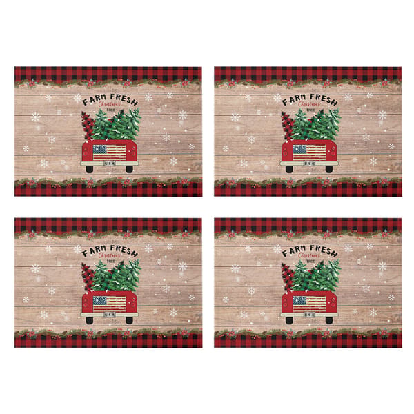 Placemats Set med 4 Vinterlastbilsunderlägg för köksmatbord