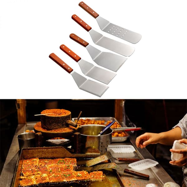 Spatel i rustfritt stål for teppanyaki, grilling, biff, pizza