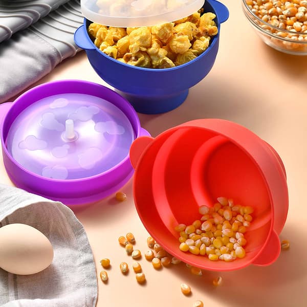 Foldbar Popcorn Skål - Mikrobølge Popcorn - Blå