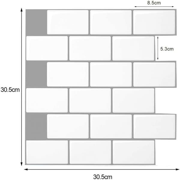 Kakeldekaler 3D Effekt Kakeldekor för Kök Badrum 4 stycken vit