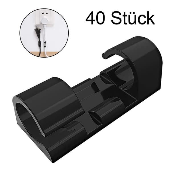 40-pack kabelklämmor för skrivbord, strömkablar, USB-laddningskablar
