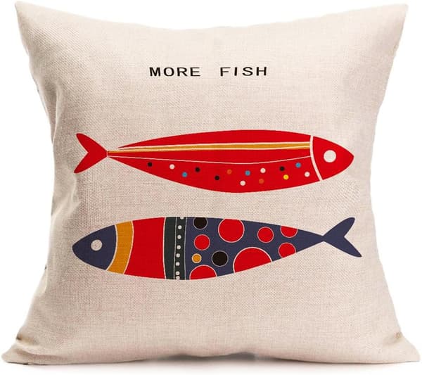 Fisktema Kuddfodral Nautiska Prydnadskuddar Strand Kuddfodral 45 x 45 cm, 4-pack