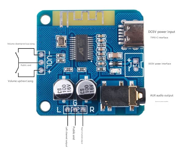 Ny oppgradert 5.0 Bluetooth-lydmottakermodul tapsfri overføring Bluetooth-mottaker Bluetooth-dekoderkortmodifikasjon