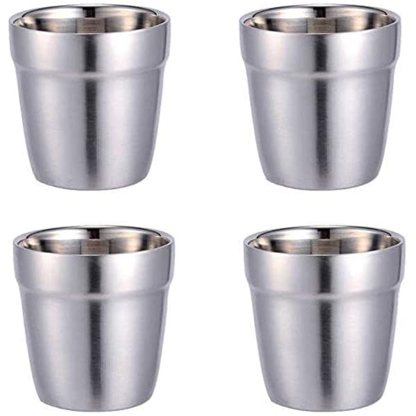Rostfria Muggar 175ml 4-pack Dubbelväggiga Rostfria Koppar För Grillning