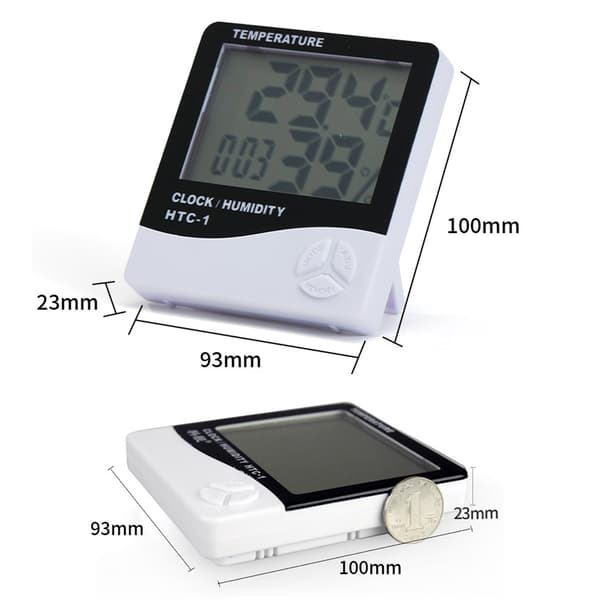Digital Termometer Hygrometer Väckarklocka Kalender 5 Funktioner Stor Skärm Bordsstativ