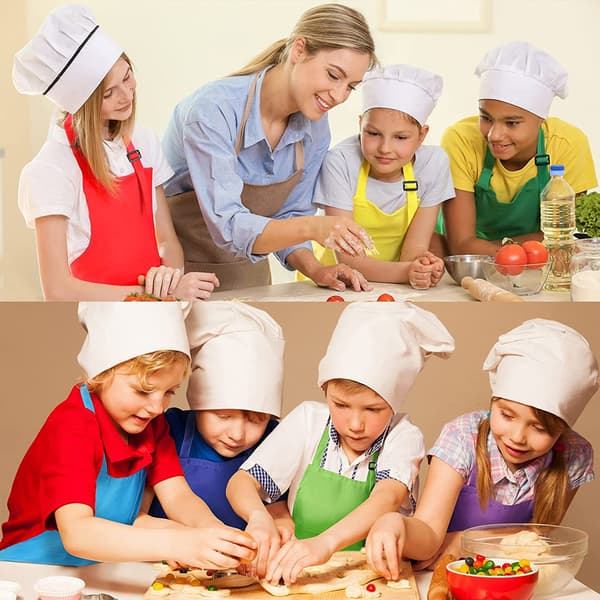 Barnesforkle og mansjett, justerbart barneforkle stor lomme kjøkkenforkle egnet for matlaging baking maling, lilla