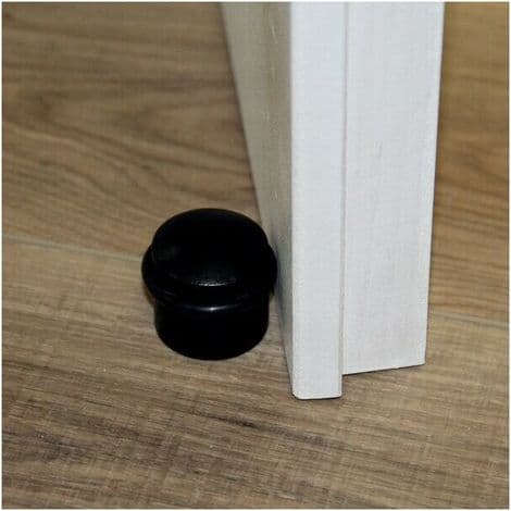 S Sæt med 4 LINEA BERTOMANI Bu310x4/101e sorte trægulvsdørstoppere, Diam. 3,5 x H. 3,5 cm