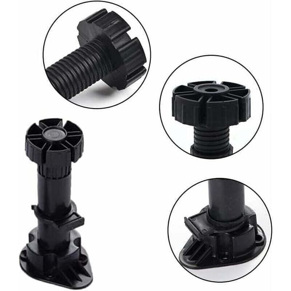24 stk. justerbare sorte plastikmøbelfødder 80-100 mm, clip-on base til skabe og sofaer