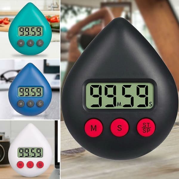 Trefarvet vandtæt digitalt brusetimer, energibesparende digital timer - farve: blå