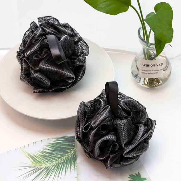 Stor 50g svart badeblomst for menn, bambuskull gradient badeball