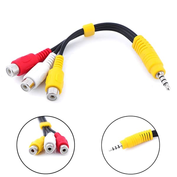 Komponent Adapter Kabel, 3.5mm til 3 RCA AV Input Adapter CBF