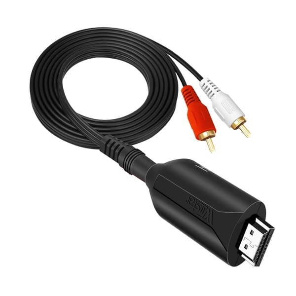HDMI ARC til RCA Audio Extractor Adapterkabel, HDMI ARC til 2RCA L/R Analog Audio Converter for Hjemmehøyttaler Soundbar Lydsystem