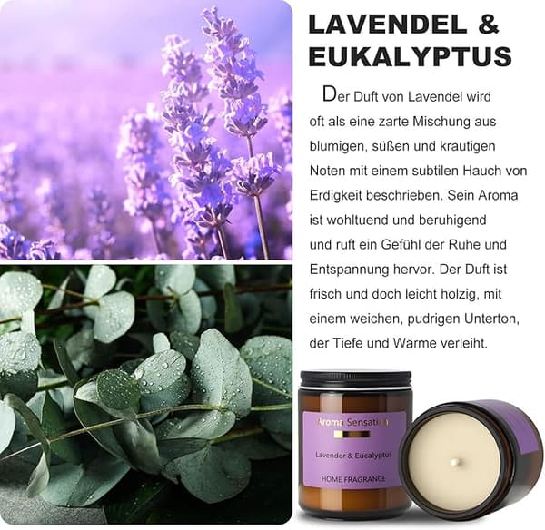 Lavendel Glas Duftlys. Damegave, aromaterapi rumduft. Naturlig soja, brænder op til 80 timer, 200g. Afslappende & langtidsholdbar.