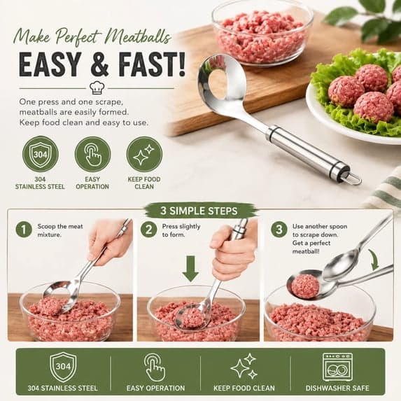 4-delad köttbullsformare i skedmodell (Modell 304)