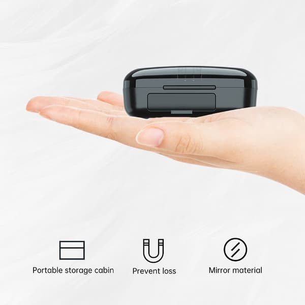 Trådløse ørepropper Bluetooth 5.1 hodetelefoner, 180 timer spilletid m/2000mAh ladeetui