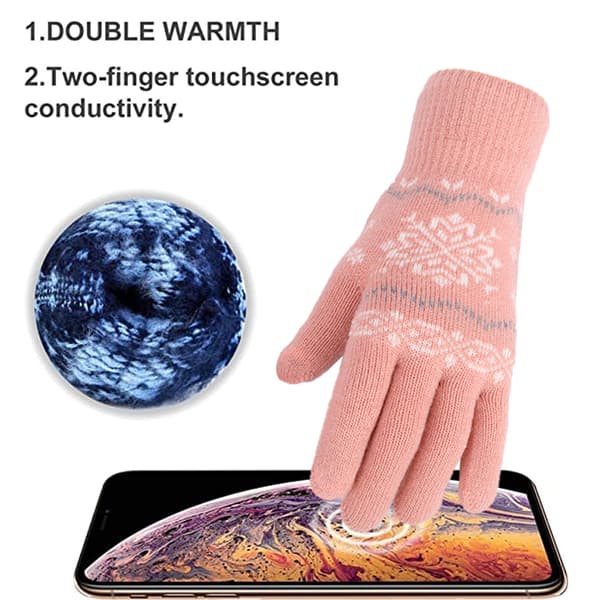 Dame Piger Touch Screen Vinterhandsker Bløde Varme Strikkede Votter Handsker, Style 4