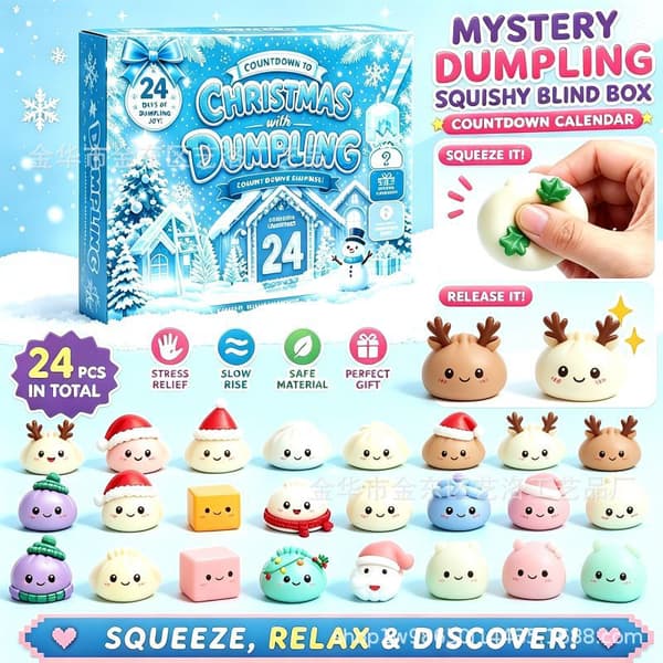 Jule Squishy Julekalender 2026 24 Dages Overraskelser Squishies Legetøjsæske Julegave til Børn