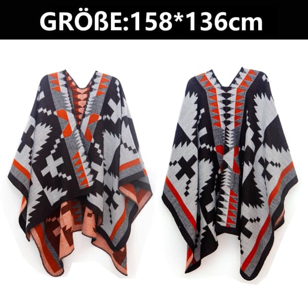 Dame Skjerf Wrap Poncho Sjal Cape med åpen front for kvinner