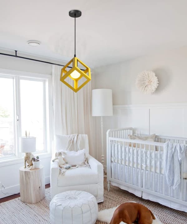 Modern kubformad taklampa - Geometrisk metallkrona med E27-lampa, perfekt för sovrum, vardagsrum och restauranger