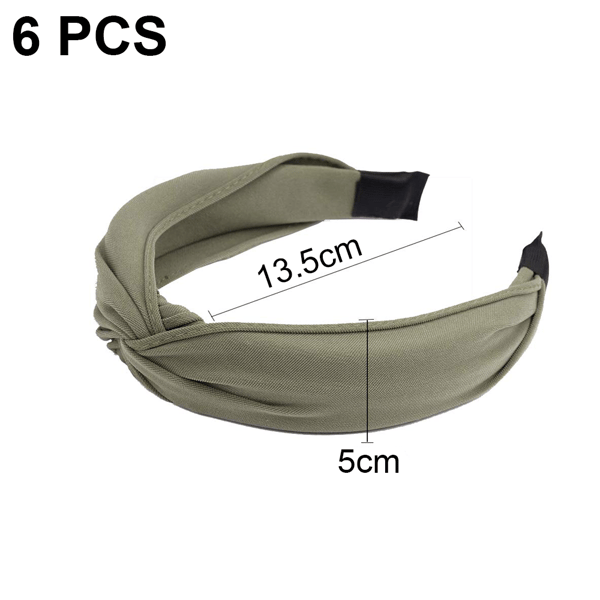 6 stk. Hodebånd med knute for kvinner, brede knutehodebånd, turban-hodeplagg, elastisk hårbånd, motehårtilbehør, shape1