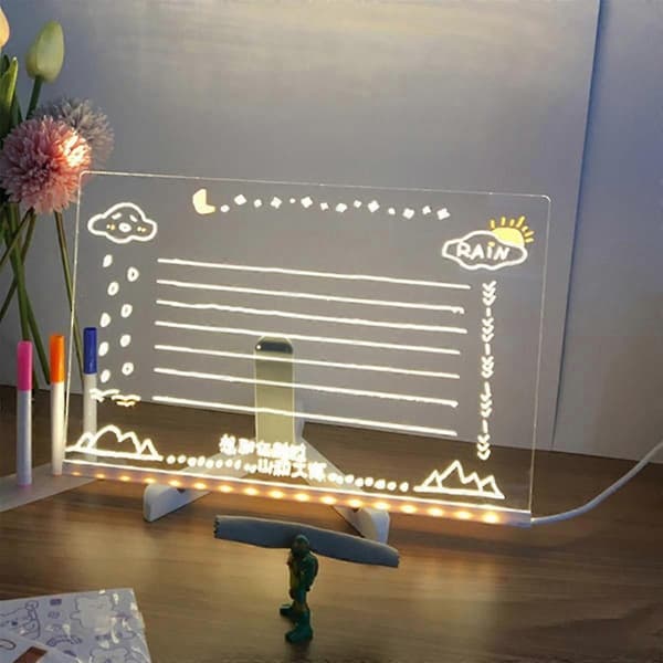 LED opslagstavle, lysende akryl opslagstavle med lys, oplyst whiteboard