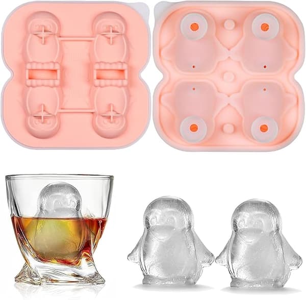 Isbitform med lokk, pingvinformet, matsikker isform for drinker og desserter