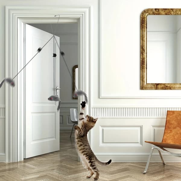 Dørhengende interaktiv katteleke, elastisk museleke for innekatter, 2 STK