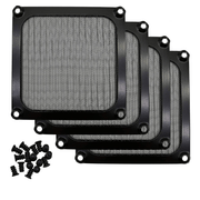 4-pak Computer Blæser Filter Gitre Med Skruer, Ultra Fin Aluminium Mesh, Sort Farve
