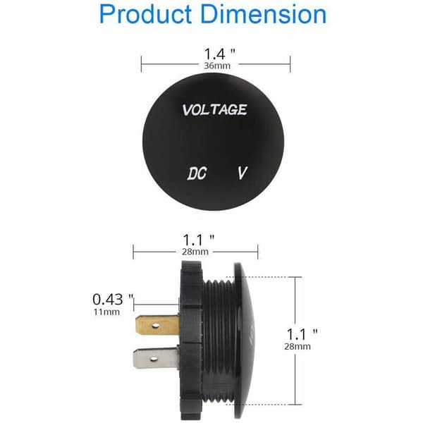 DC 12V-24V LED Digital Voltmeter til Bil, Motorcykel, Lastbil, Båd (Grønt Lys)