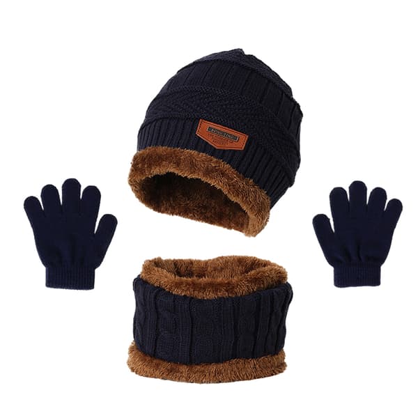 1 set barnvintermössa halsduk handskar tre set barn termiska, cyan