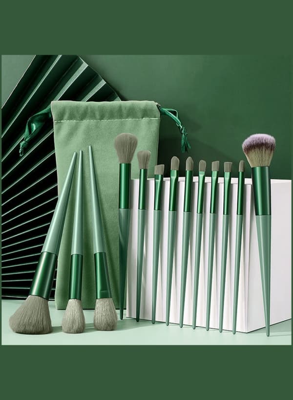 Skønhedssæt 13 makeup børster turkis