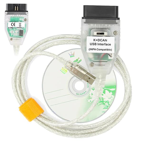 K+DCAN USB OBD2 Diagnoskabel med Switch FT232RL Chip INPA Programmeringsskannerkabel för BMW Bildiagnos med Drivrutins-CD